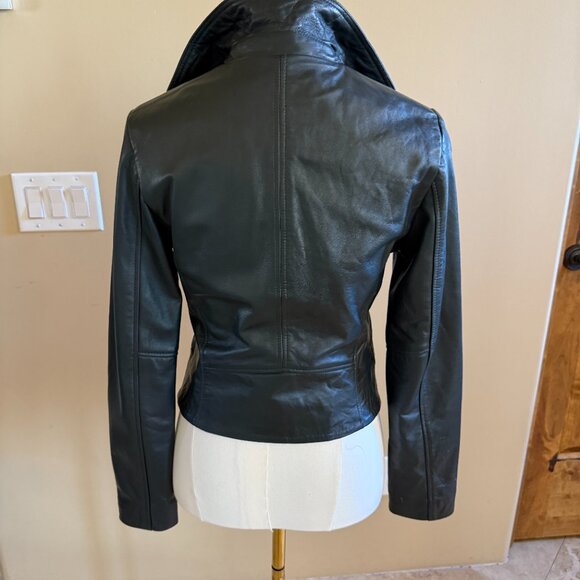 Karen Millen Dark Green Leather Jacket, size 4 - Picture 2 of 4